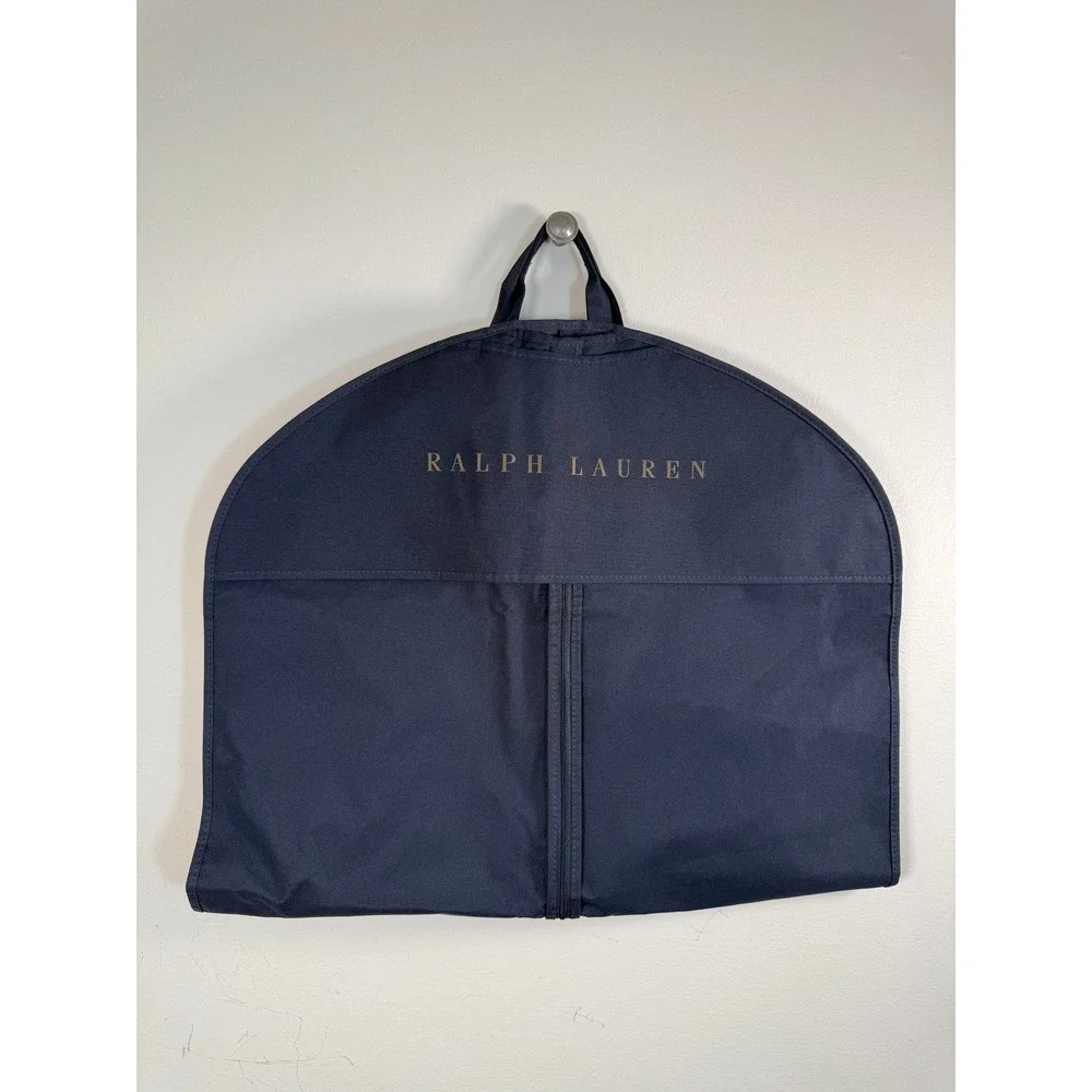 Ralph Lauren Navy Blue Garment Bags Set of 2 Travel Suit Covers Gold Logo 38x24